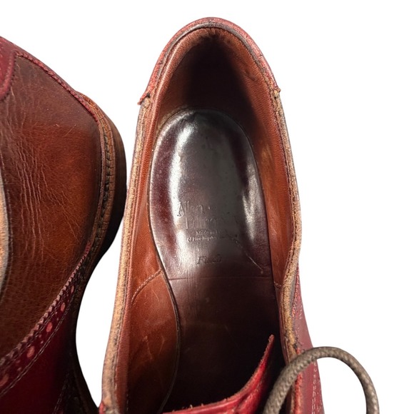 Allen Edmonds Finch Men\'s Oxford Saddle Shoes Brown Red Leather Lace Up 12 E main image 9